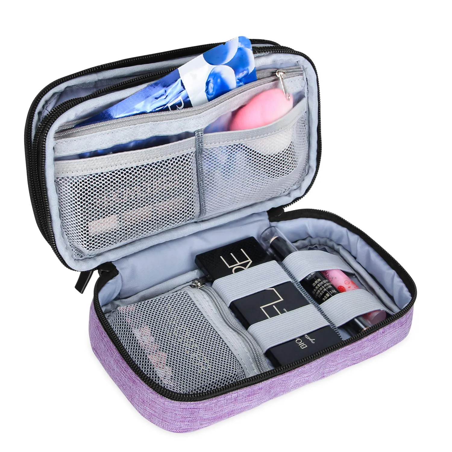 Teamoy Travel Makeup Brush Bag(up to 8.5"), Professional Cosmetic Bags Organizer Case with Handle Strap for Makeup Brushes and Beauty Supplies-Small, Purple (No Accessories Included)