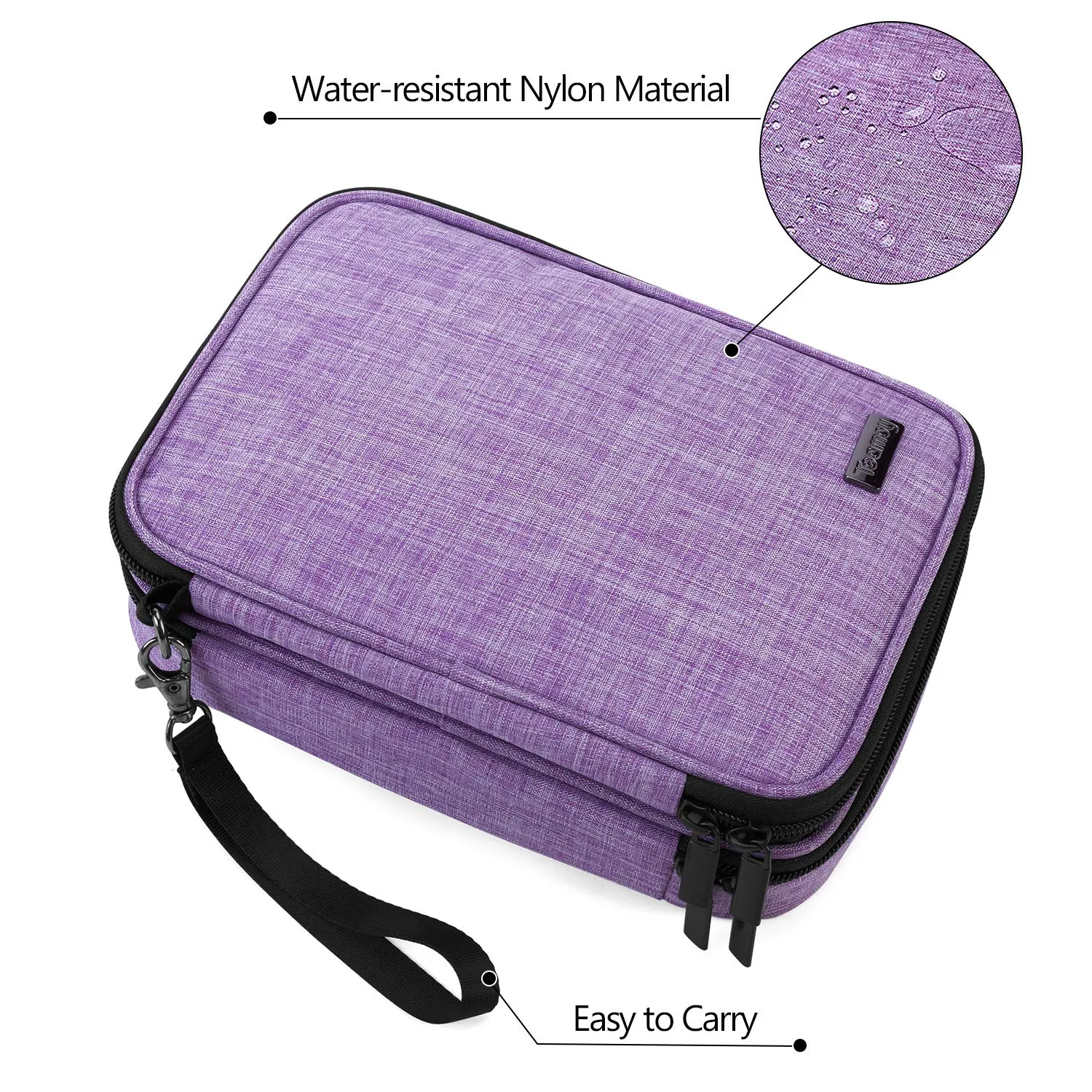 Teamoy Travel Makeup Brush Case(up to 8.8"), Professional Makeup Train Organizer Bag with Handle Strap for Makeup Brushes and Makeup Essentials-Medium, Purple(No Accessories Included)