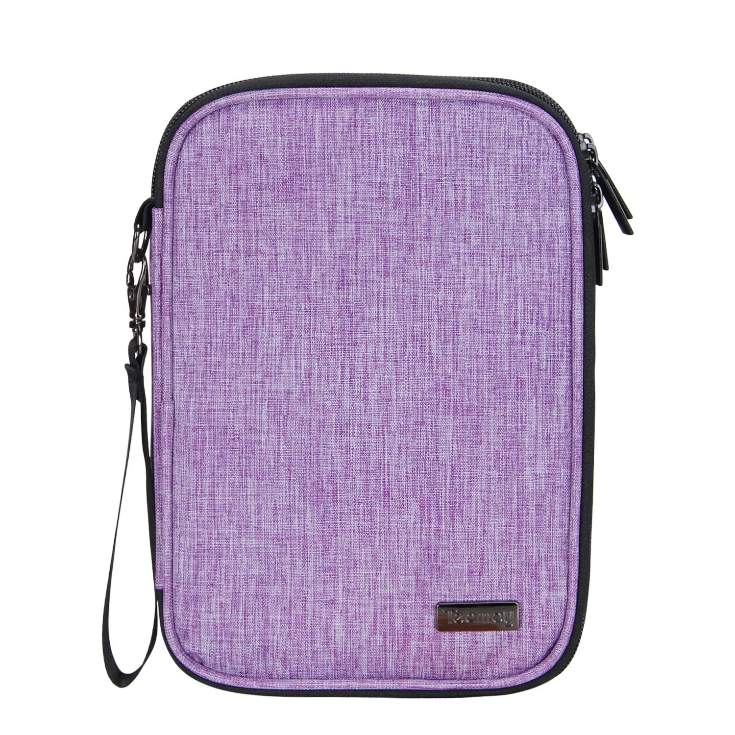 Teamoy Travel Makeup Brush Case(up to 8.8"), Professional Makeup Train Organizer Bag with Handle Strap for Makeup Brushes and Makeup Essentials-Medium, Purple(No Accessories Included)