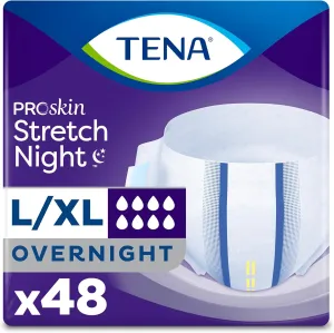 TENA ProSkin Overnight Protection Adult Incontinence Brief, Stretch, Disposable, Large/Extra,Large, 48count (4 Packs of 12), Packaging May Vary