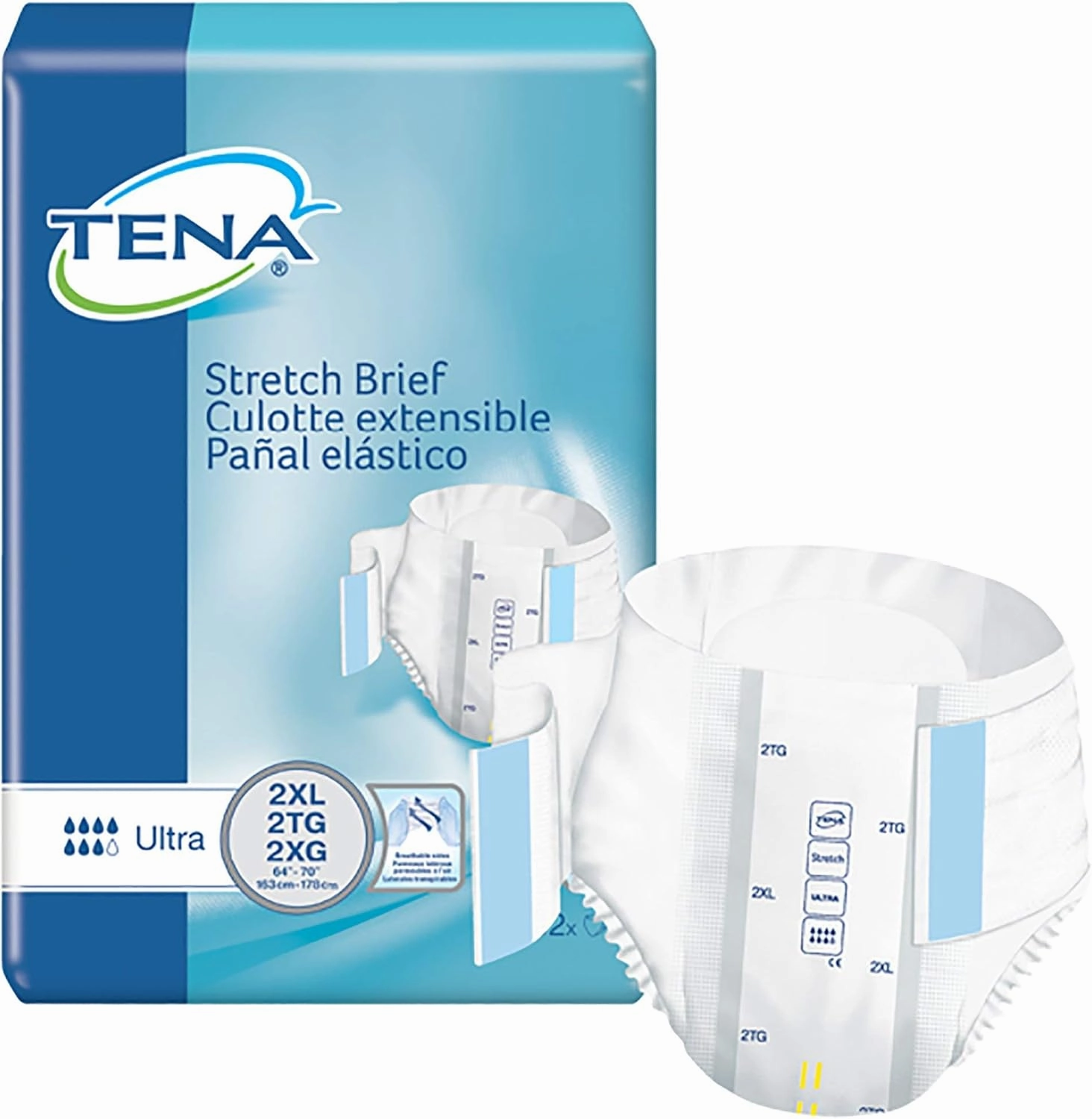 TENA ProSkin Stretch Ultra Incontinence Brief, Heavy Absorbency, Unisex, 2X-Large, 32 Count