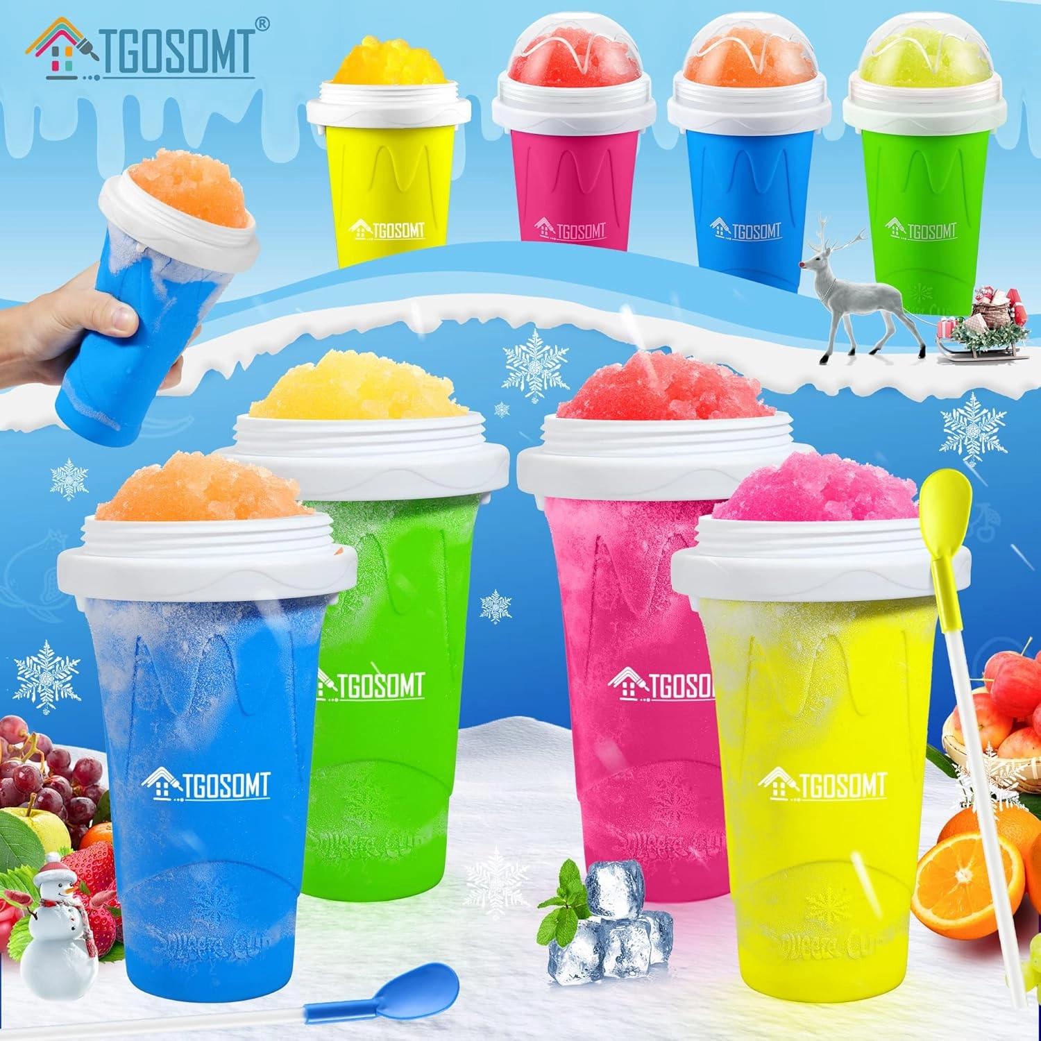 Tgosomt Slushy Cup, TIK TOK Frozen Magic Slushie Maker Cup Squeeze,Ice Cream Make,Cool Fun Stuff Things Gadgets (Blue)