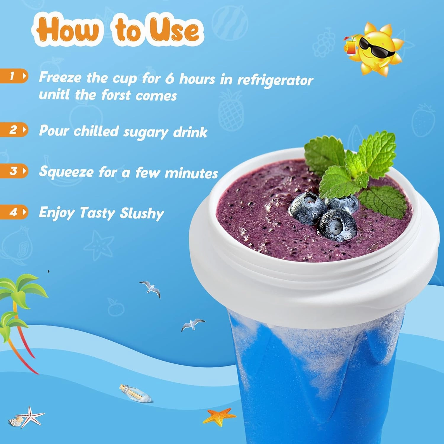 Tgosomt Slushy Cup, TIK TOK Frozen Magic Slushie Maker Cup Squeeze,Ice Cream Make,Cool Fun Stuff Things Gadgets (Blue)