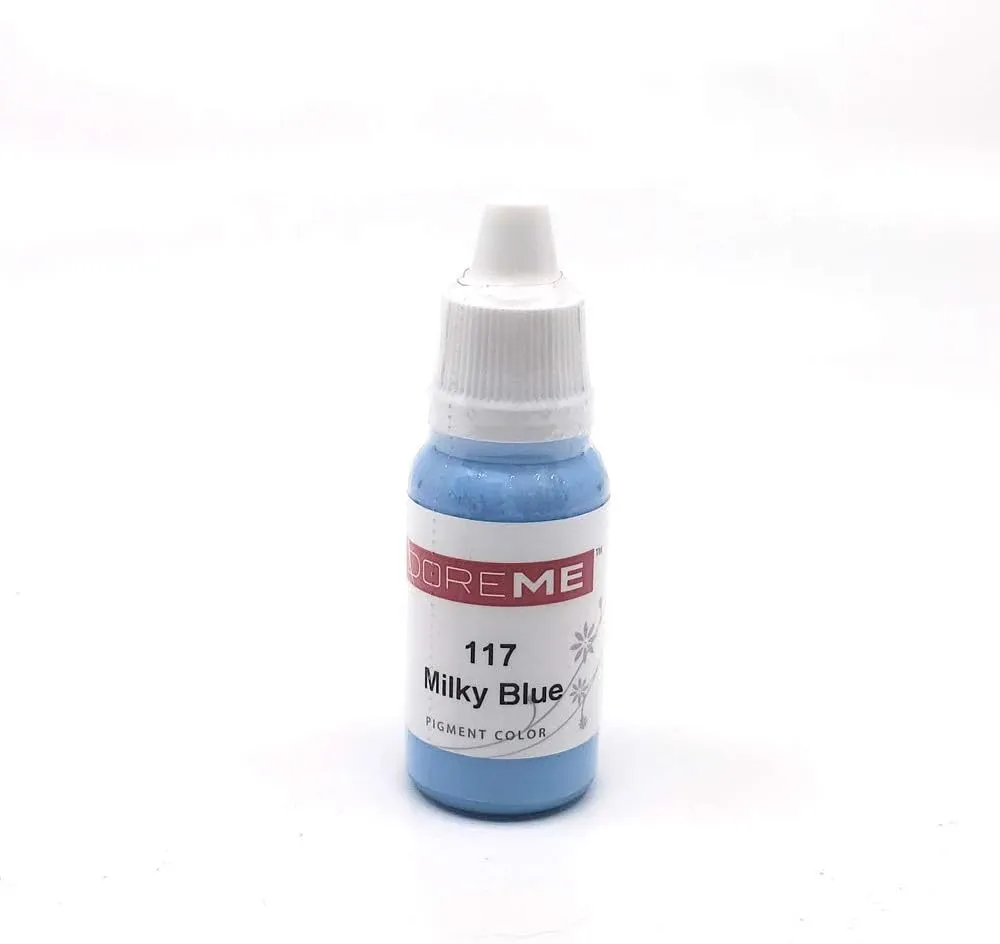 The Elixir Beauty Doreme Professional Permanent Makeup Pigment Tattoo Ink Set Micro Eyeliners, CLINICALLY Tested, Milky Blue, 1/2 Oz
