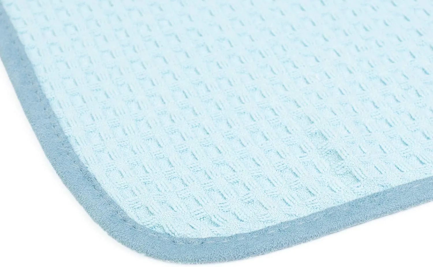 The Rag Company - Dry Me A River - Professional Korean 70/30 Blend Microfiber Waffle-Weave Drying & Detailing Towels, Soft Suede Edges, 390GSM, 20in x 40in, Light Blue (2-Pack)