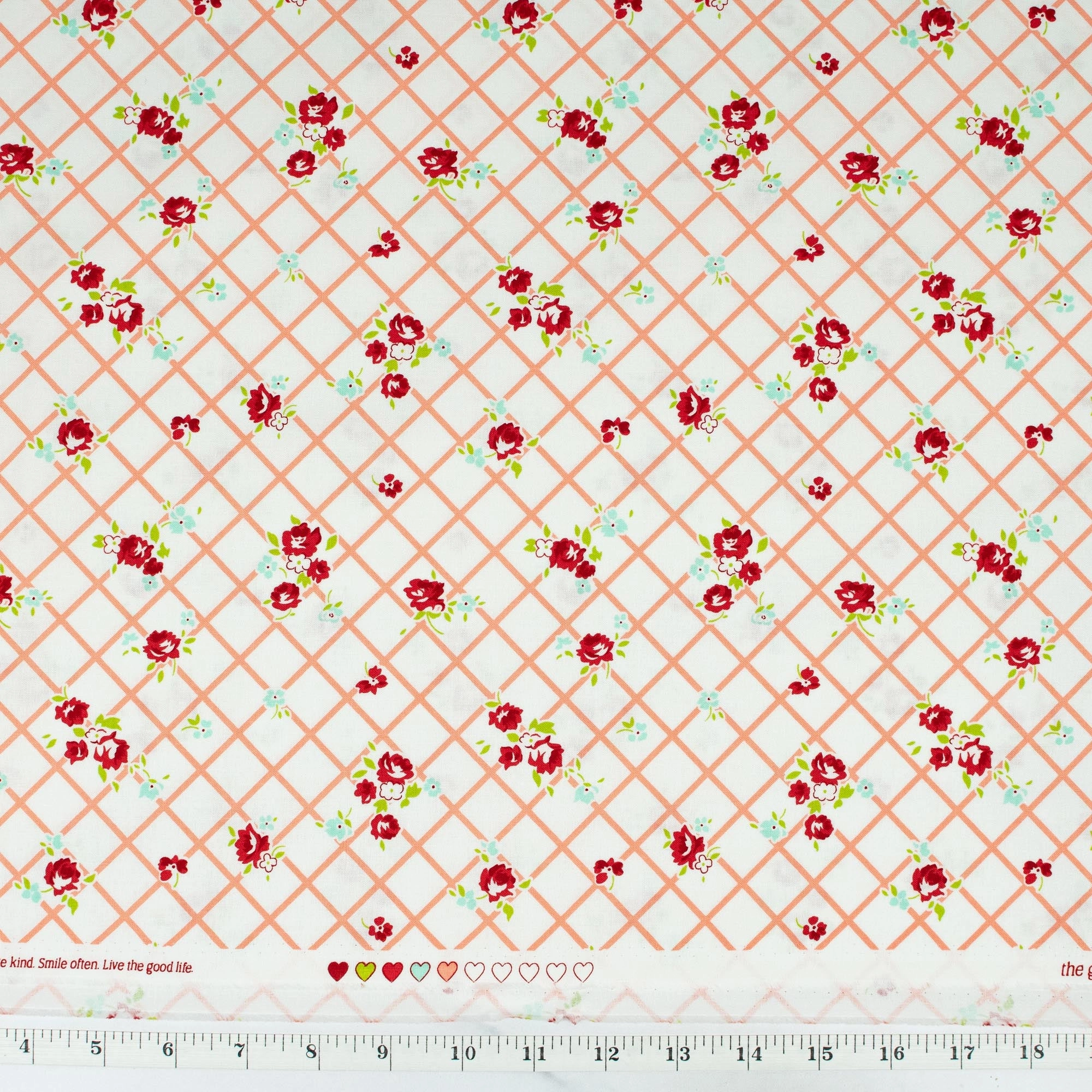 The Good Life by Bonnie & Camille - Coral Trellis on Cream Background