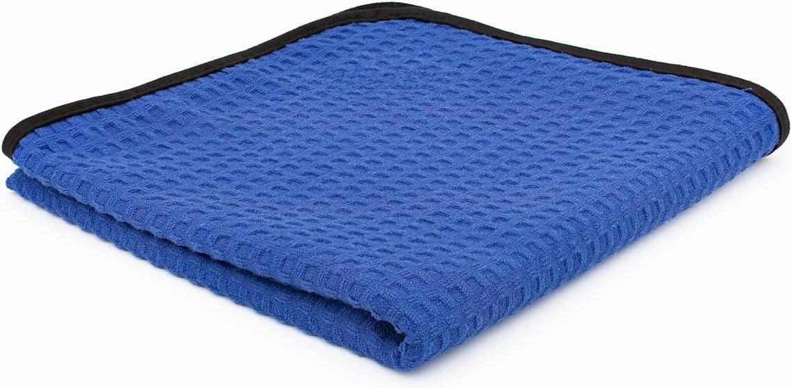 The Rag Company - Dry Me A River - Professional Korean 70/30 Blend Microfiber Waffle-Weave Drying & Detailing Towels, Soft Suede Edges, 390GSM, 20in x 40in, Royal Blue (2-Pack)