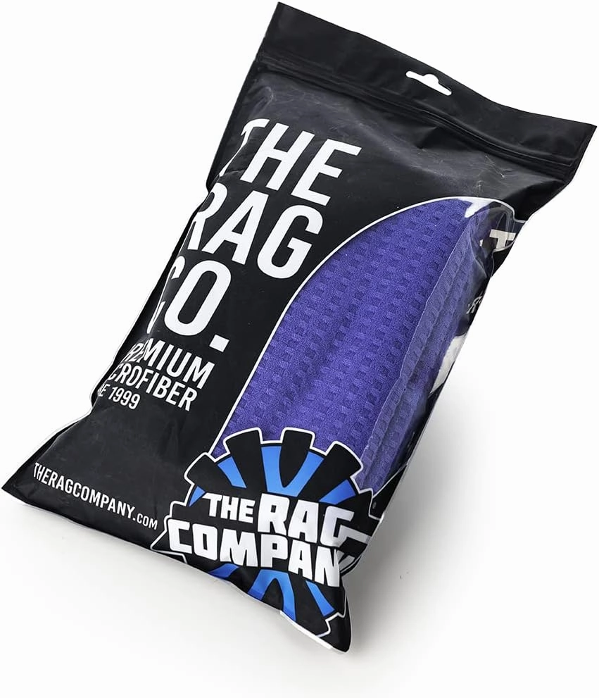 The Rag Company - Dry Me A River - Professional Korean 70/30 Blend Microfiber Waffle-Weave Drying & Detailing Towels, Soft Suede Edges, 390GSM, 20in x 40in, Royal Blue (2-Pack)