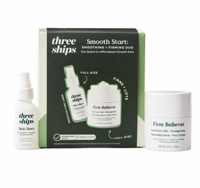 Three Ships Smooth Start Smoothing   Firming Duo with Bio-Retinol, Goji Berry Stem Cells, and Pomegranate – Serum and Antioxidant Cream, Firms Skin, Minimizes Fine Lines, & Smooths Texture (2.4 fl oz)