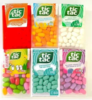 TIC TAC Variety of 6 flavors - includes Tropical Adventure, Strawberry & Cream, Fruit Adventure, Orange, Wintergreen, Mints by Exotique Shop