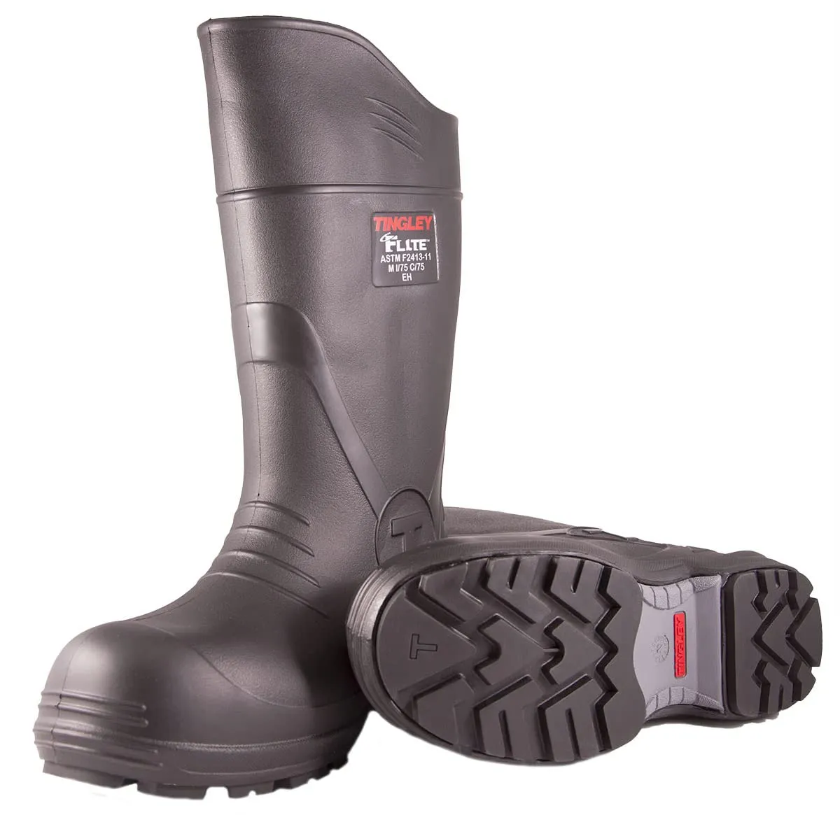 Tingley Flite 27251 Safety Toe Knee Boot with Cleated Outsole, Mens 12, Black
