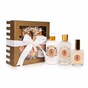 Tiramani Complete Gift Set, Includes Hydrating Body Lotion, Perfume, and Foaming Bath Gel, Packaged in Beautiful Cream and Gold Gift Box with Ribbon