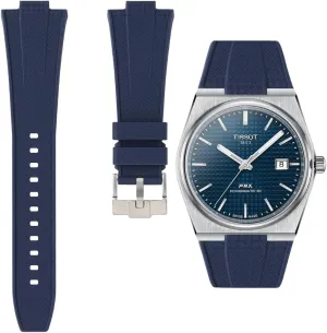 Tissot PRX Powermatic 80 Silicone Rubber Replacement Watch Straps - Compatible Watch Bands for Tissot PRS Automatic, Quartz, Chronograph 40mm - Size 12mm - For Men & Women - Quick-Release (Navy Blue, 12mm)