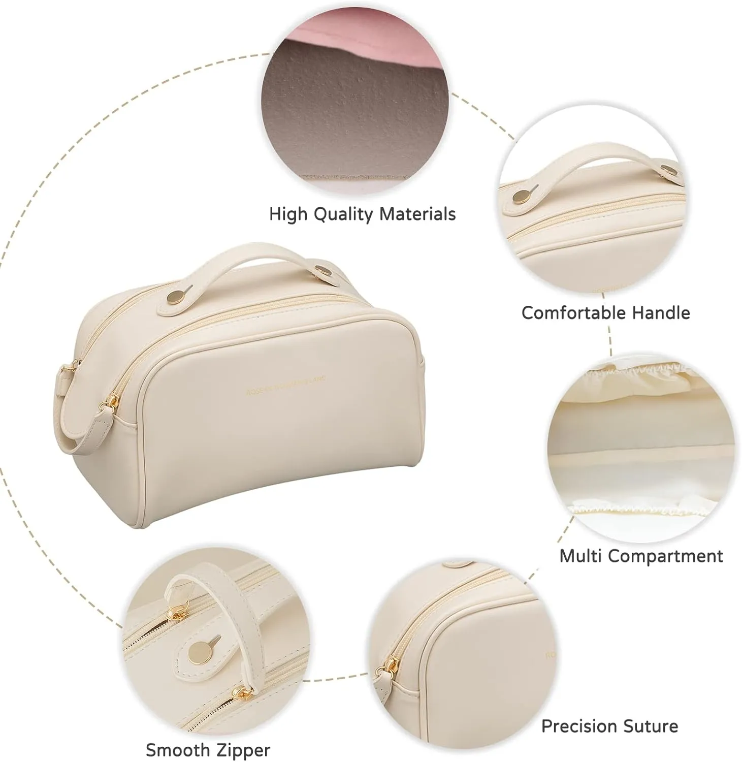 Toiletry Bag For Women Portable Make Up Bag Waterproof Wash Bag PU Leather Cosmetic Bag Bathroom Shower Bag Multifunctional Travel Organizer For Shampoo, Cosmetics, Toiletries Brown A