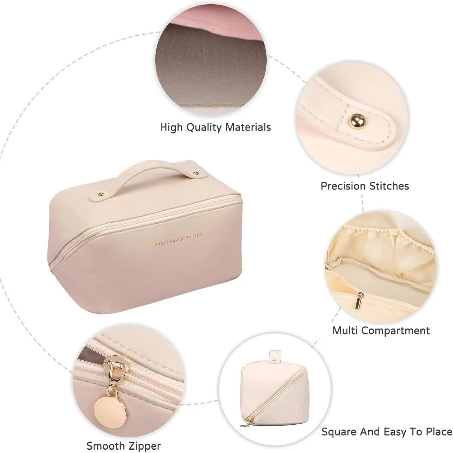 Toiletry Bag For Women Portable Make Up Bag Waterproof Wash Bag PU Leather Cosmetic Bag Bathroom Shower Bag Multifunctional Travel Organizer For Shampoo, Cosmetics, Toiletries Brown