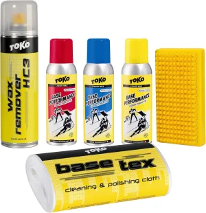 TOKO Base Performance Gliding Kit for Skis & Snowboards - Liquid Base Performance, Basetex, Brush, & Wax Remover