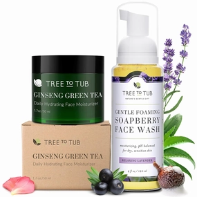 Tree to Tub Hydrating Face Moisturizer for Dry and Sensitive Skin & Sensitive Skin Face Wash for Dry Skin - Hyaluronic Acid Facial Moisturizer & Moisturizing Gentle Face Cleanser for Women & Men