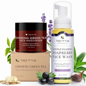 Tree to Tub Retinol Anti Aging Face Moisturizer Sensitive Skin Face Wash for Dry Sensitive Skin Anti Wrinkle Hyaluronic Acid Facial Moisturizer Moisturizing Gentle Face Cleanser for Women & Men