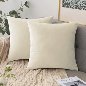 Trendy Home Throw Pillow Insert with Satin Pillow Case, Cushion Sham Stuffer Decorative Home Outdoor Couch Sofa Bed Pillow (4 Pack) (20x20, Cotton, Natural Cotton)