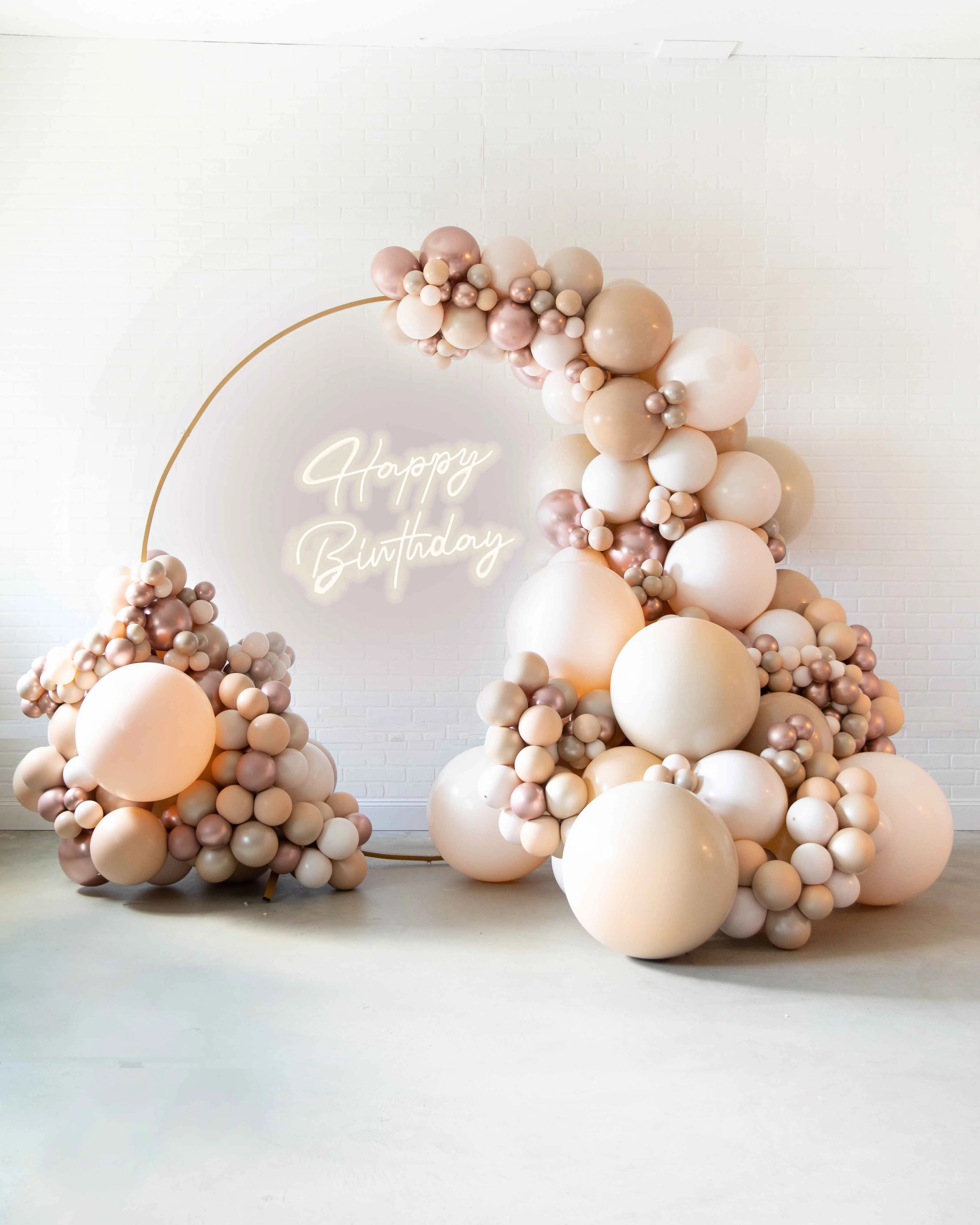 Tropical Time- Circle Frame with Happy Birthday Neon Sign