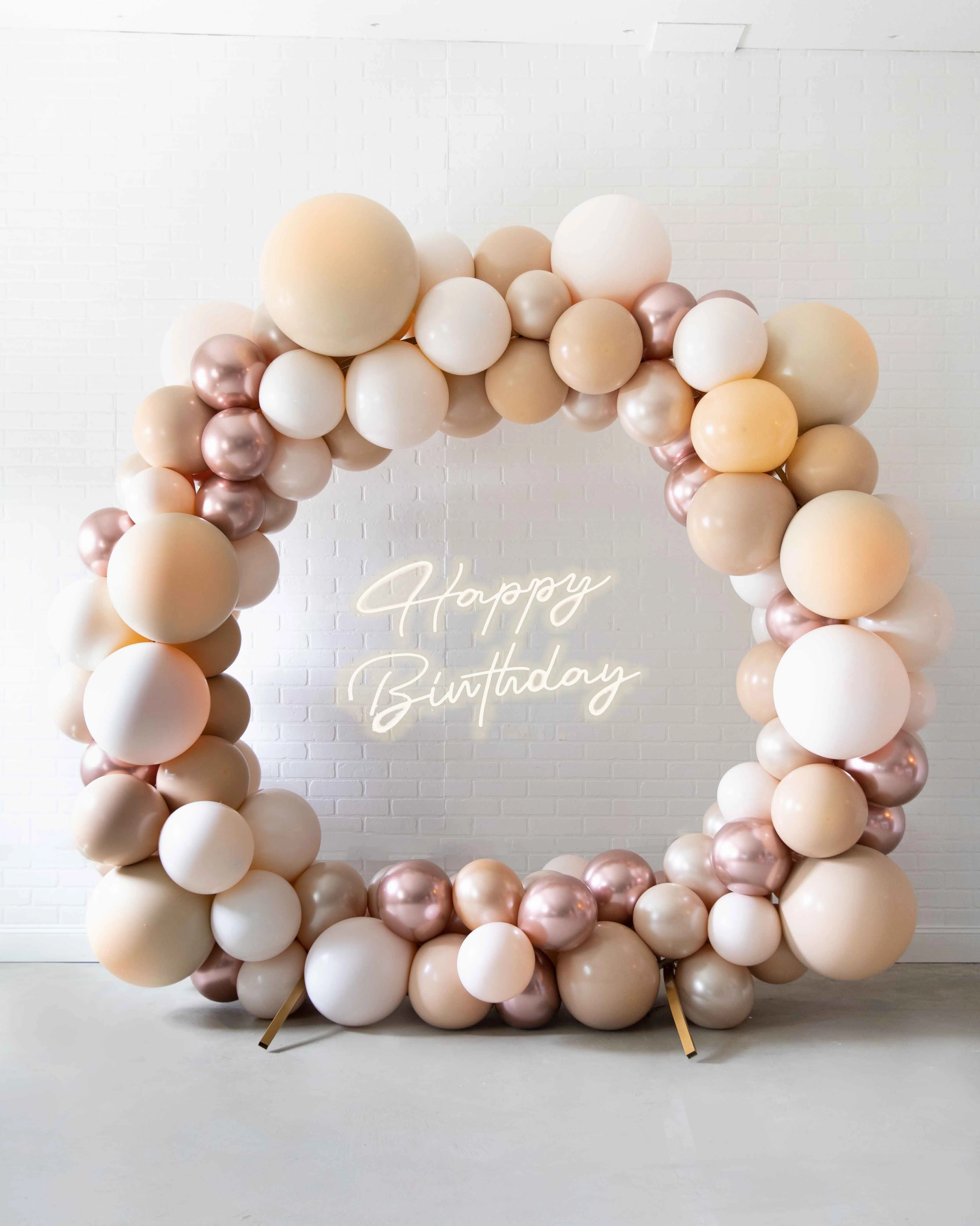 Tropical Time- Circle Frame with Happy Birthday Neon Sign