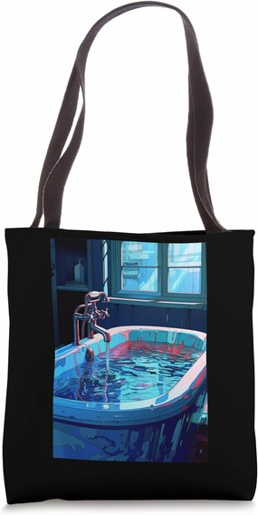 Tub Bright Blue Liquid: Weirdcore Vivid Azure Soak Tote Bag