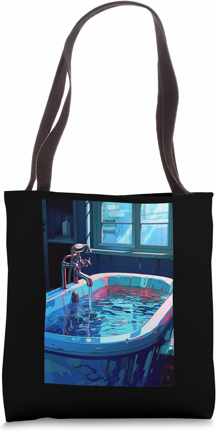 Tub Bright Blue Liquid: Weirdcore Vivid Azure Soak Tote Bag