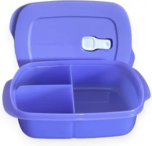 Tupperware CrystalWave Microwave Divided Rectangle Dish Container Purple