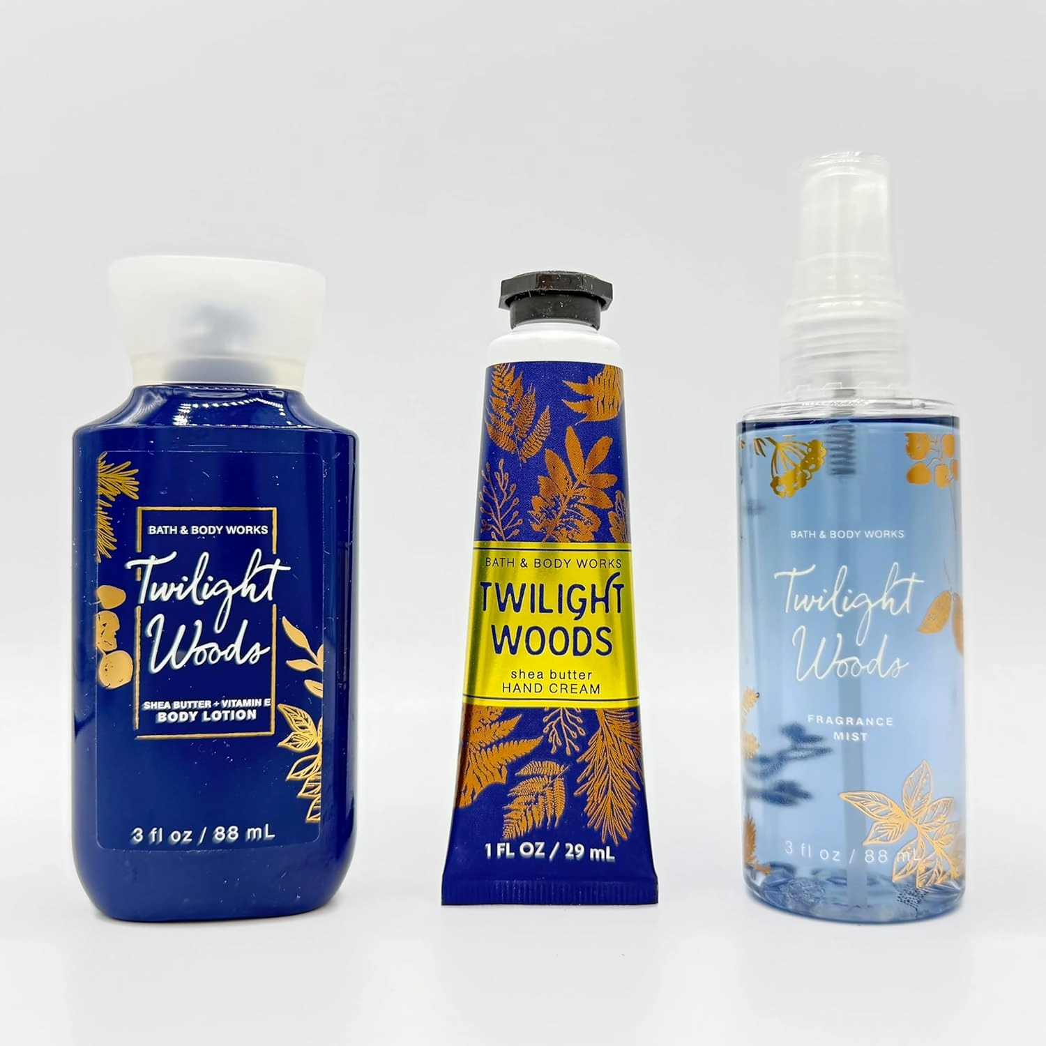 Twilight Woods 3-Piece TRAVEL SIZE Bath Bundle | Body Lotion, Hand Cream and Fragrance Mist