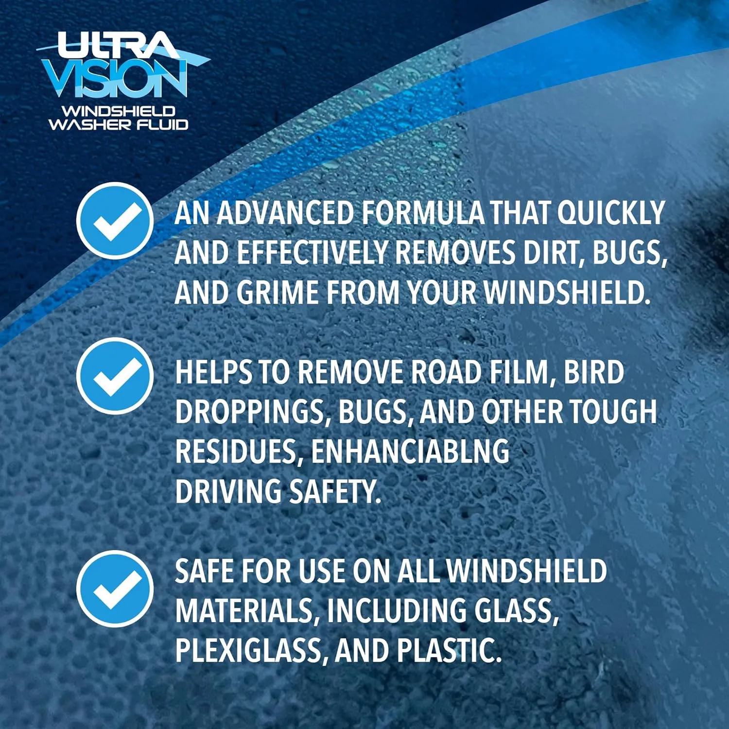UltraVision Windshield Washer Fluid - Advanced Formula for Car Windshield Wiper Fluid Crystal-Clear Vision in Weather Conditions  32F - All Weather - 1 Liquid Gallon