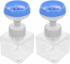 Unomor 2pcs Foaming Dispenser Refillable Petg Lotion Pump Bottle with Blue Push for Hand Compact and Reusable Easy to Clean and Refill