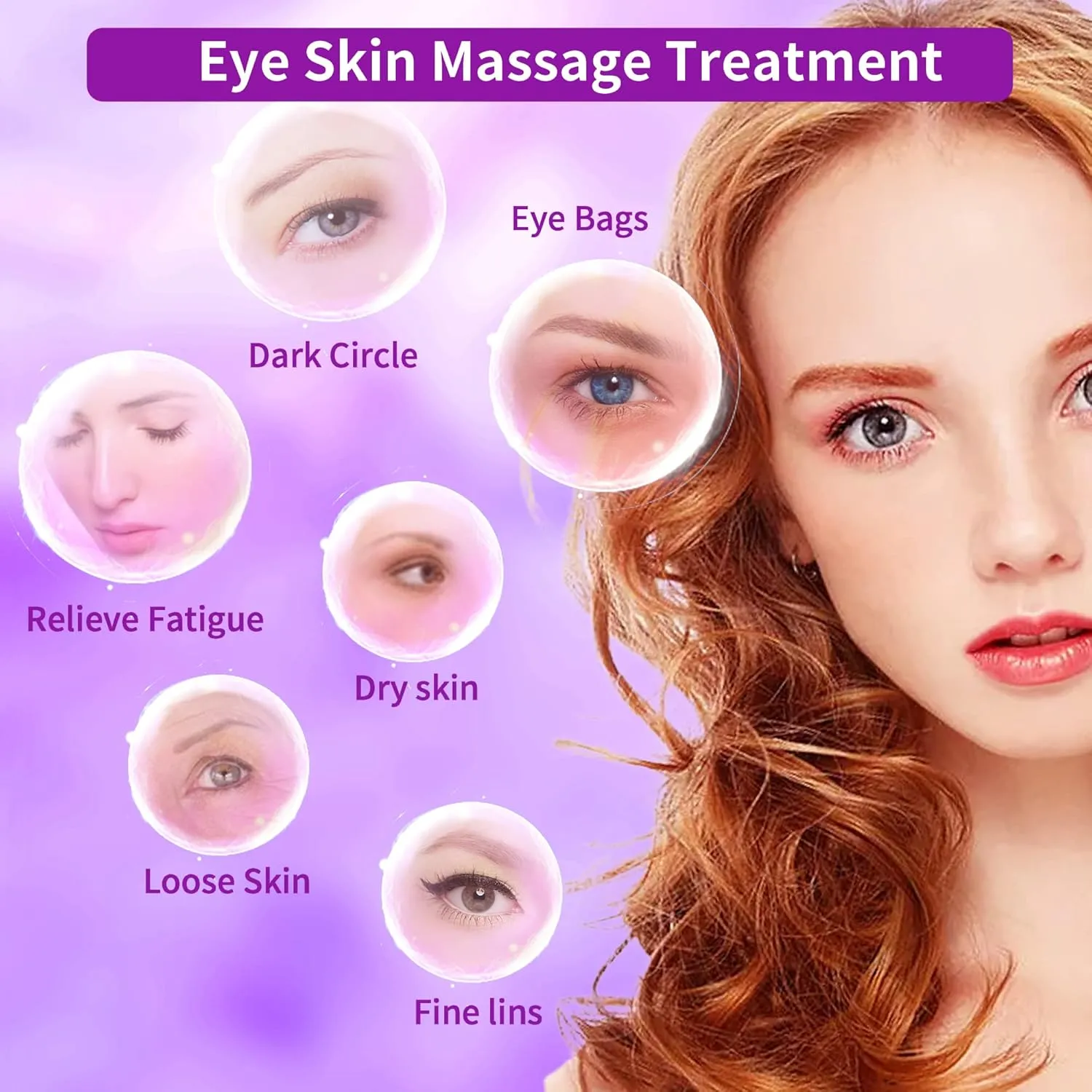 Upgrade Mini Facial & Eye Massage Ball Portable Travel Pocket USB Rechargeable Skin Care Massage Tools Relieve Eye Dark Circles,Puffiness,Fatigue Facial Muscles Tighten Anti-Aging. (Purple)