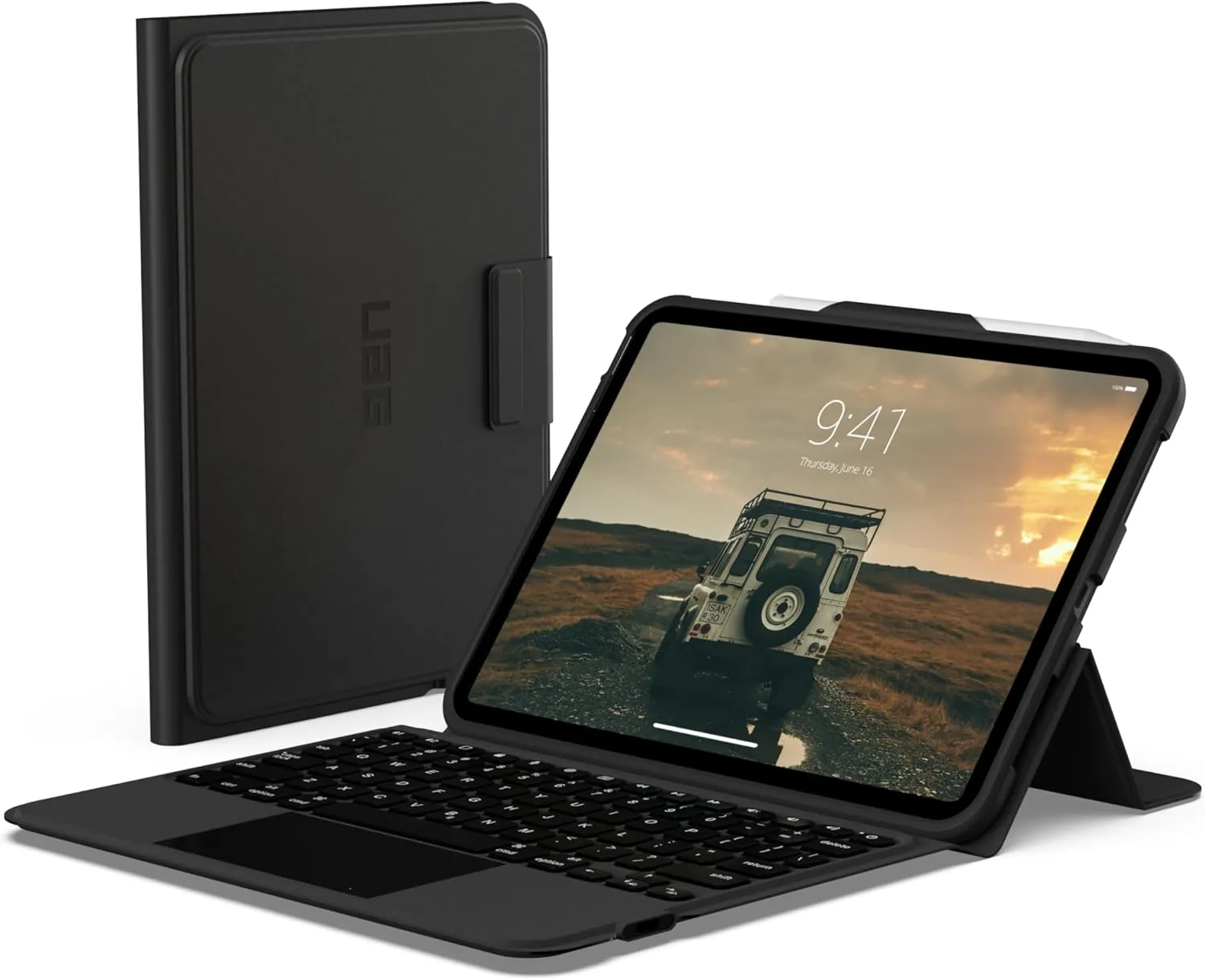 URBAN ARMOR GEAR UAG Designed for iPad 11" A16 11th Gen 2025, 10.9" 10th Gen 2022 Case with Keyboard A3354 A3355 - US English Bluetooth Wireless Keyboard Multi-Touch Trackpad Folio Cover, Black/Ash