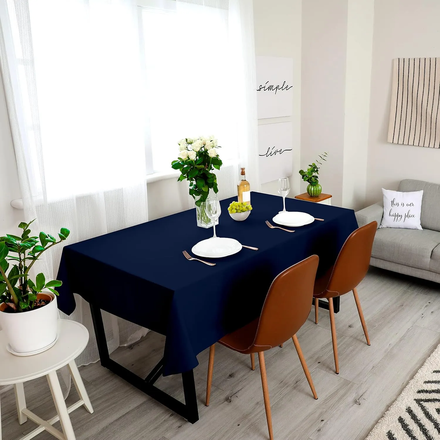 Utopia Kitchen 2 Pack 6 Foot Rectangle Table Cloth [90x132 Inches, Navy Blue] Stain and Wrinkle Resistant Tablecloth Washable Polyester Cover for Dining, Buffet Parties, Picnic and Weddings