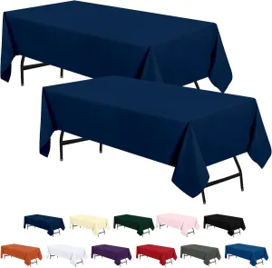 Utopia Kitchen 2 Pack 6 Foot Rectangle Table Cloth [90x132 Inches, Navy Blue] Stain and Wrinkle Resistant Tablecloth Washable Polyester Cover for Dining, Buffet Parties, Picnic and Weddings