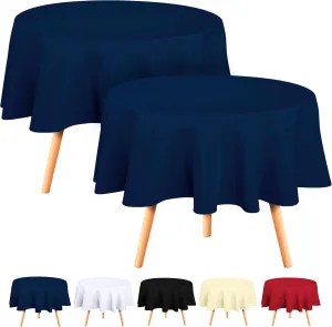 Utopia Kitchen 2 Pack Round Table Cloth [90 Inches, Navy Blue] Stain and Wrinkle Resistant Tablecloth Washable Polyester Cover for Dining, Buffet Parties, Picnic and Weddings