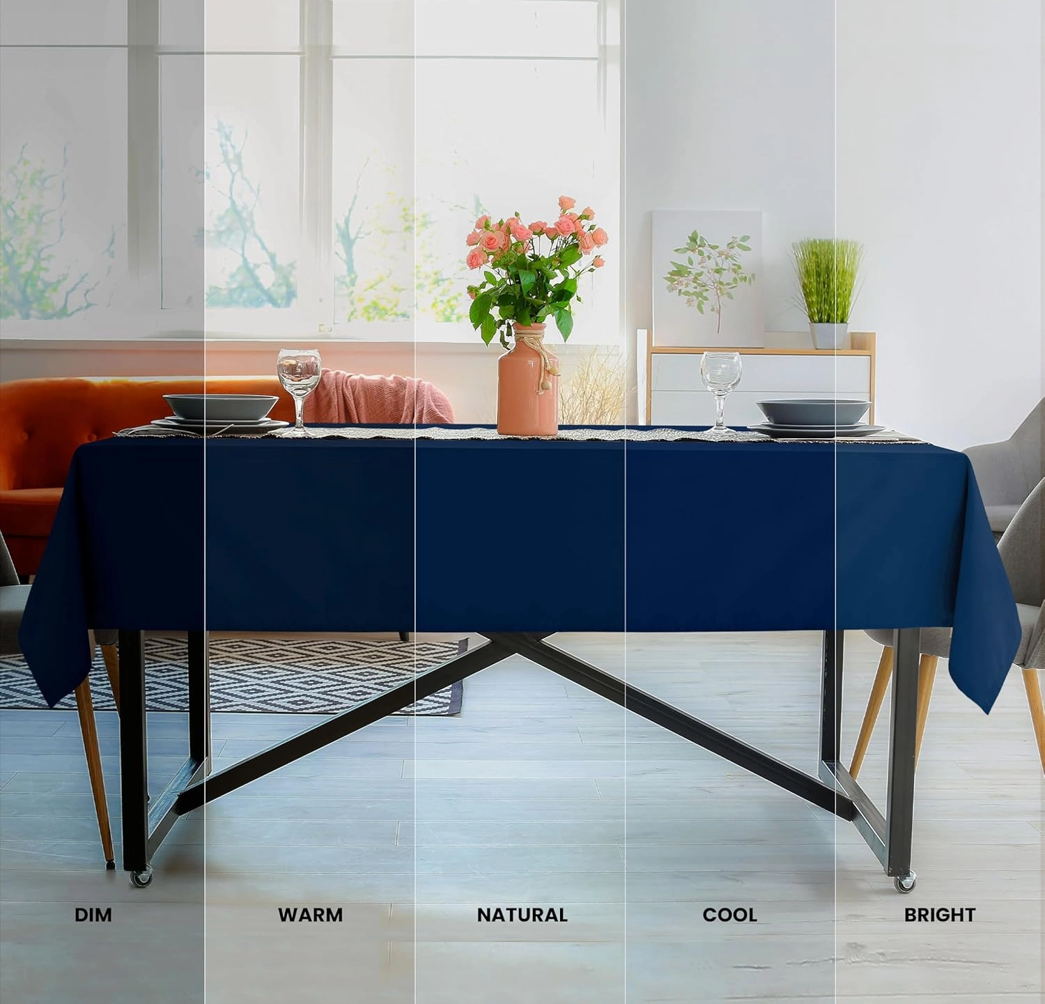 Utopia Kitchen 2 Pack 6 Foot Rectangle Table Cloth [60x102 Inches, Navy Blue] Stain and Wrinkle Resistant Tablecloth Washable Polyester Cover for Dining, Buffet Parties, Picnic and Weddings