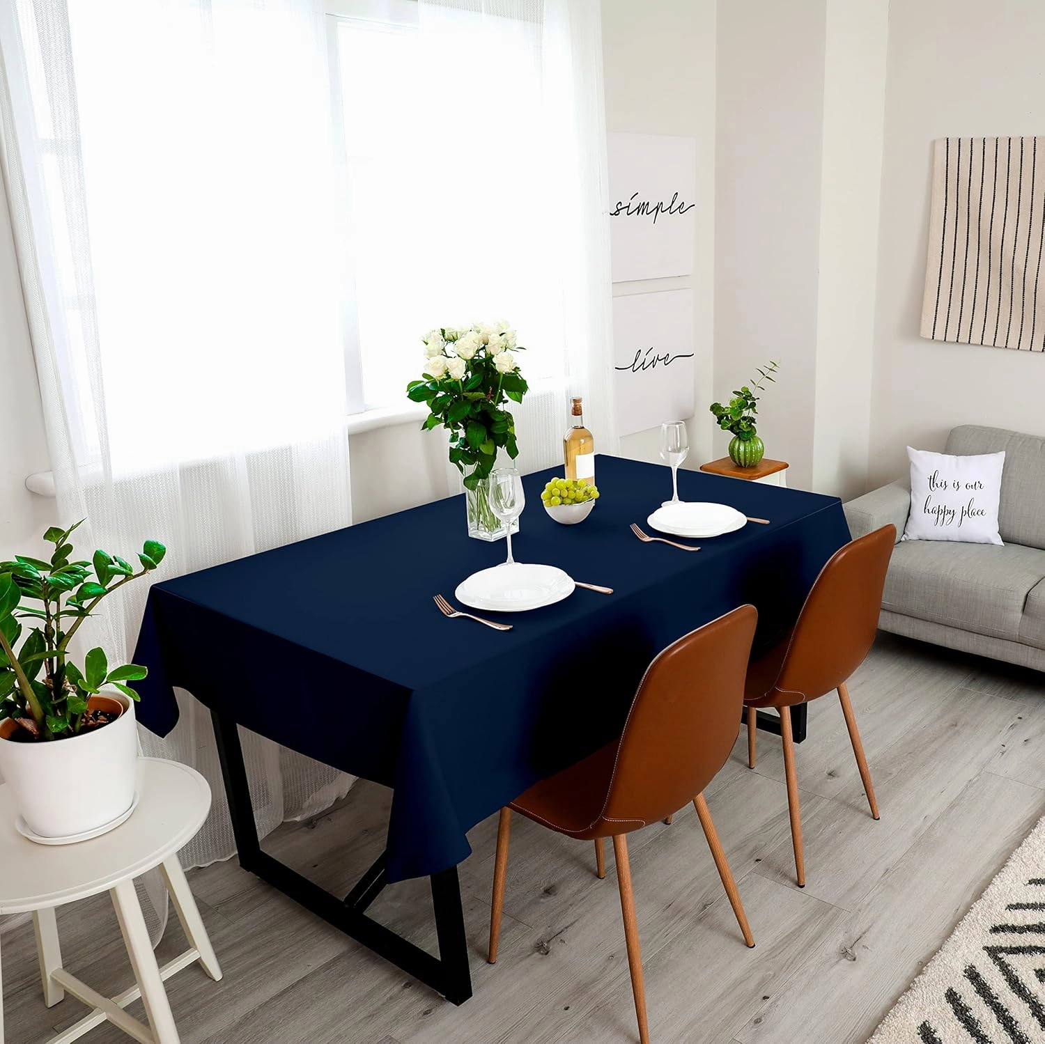 Utopia Kitchen 2 Pack 6 Foot Rectangle Table Cloth [60x102 Inches, Navy Blue] Stain and Wrinkle Resistant Tablecloth Washable Polyester Cover for Dining, Buffet Parties, Picnic and Weddings