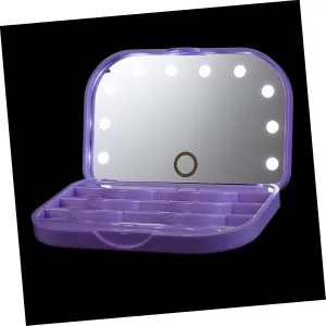 VALICLUD Portable LED Eyelash Box with Mirror Compact Eyelash Organizer for Travel Makeup Storage Case for False Lashes for Beauty Salons and Daily Use