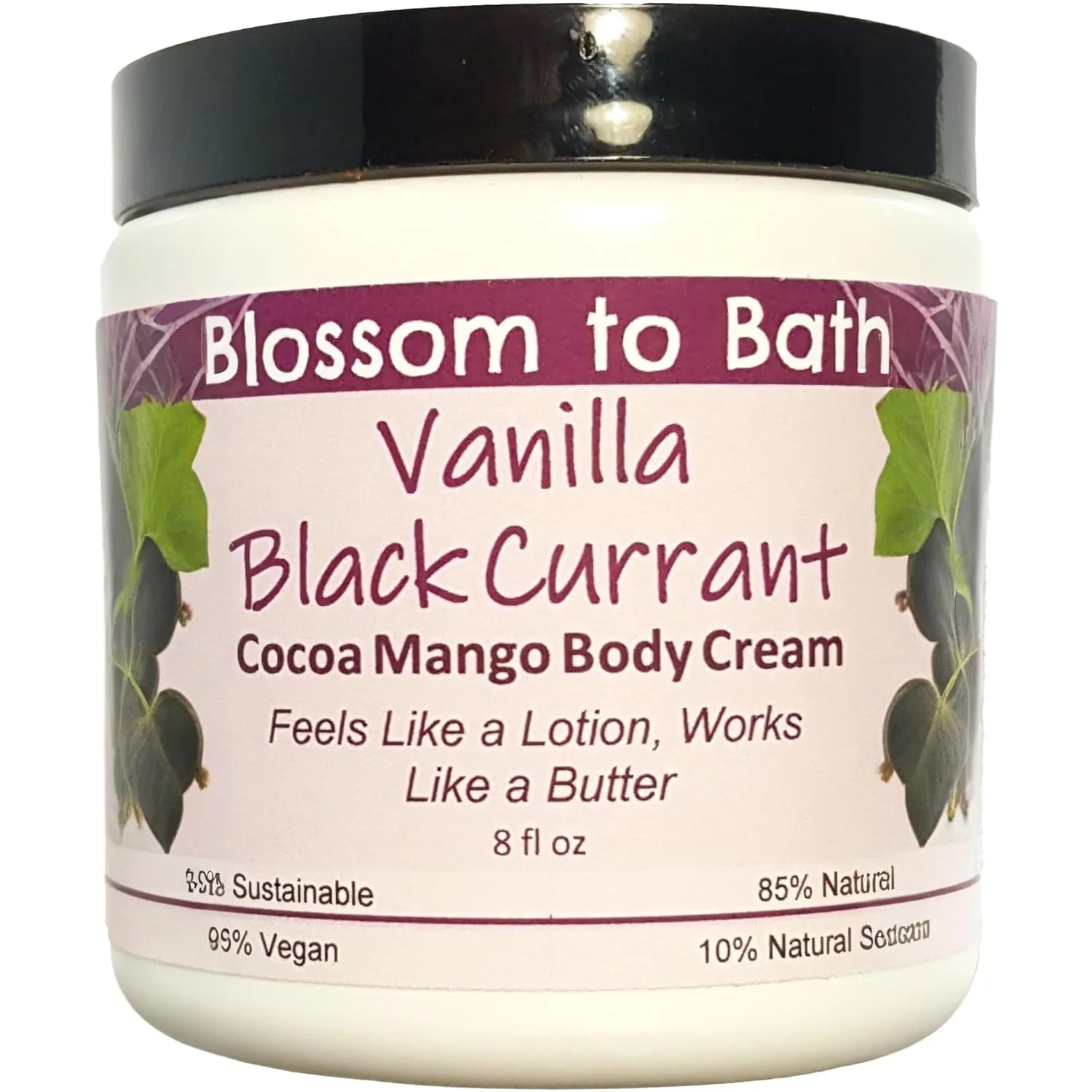 Vanilla Black Currant Cocoa Mango Body Cream (8 Ounce) - Natural Fragrance - Feels Like A Lotion And Works Like A Butter with a Sensuous Berry Scent