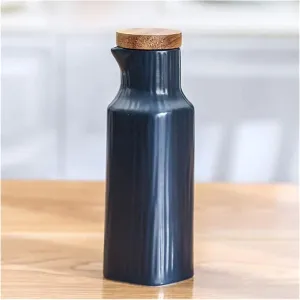 Vinegar Bottle Anti-Leakage, Tabletop Olive Oil Dispenser Bottle-Soy Sauce or Vinegar Cruet-Modern marble Ceramic Dinner Dispenser (Blue) (Blue)