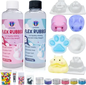 Vivresina Taba Squishy Kit 16 OZ Liquid Silicone for Squishy Making Kit with Cat's Paw, Rabbit and Pig, Hamster Mold, Fufu Squishies Making Kits Silicone Rubber DIY Decompression Gift
