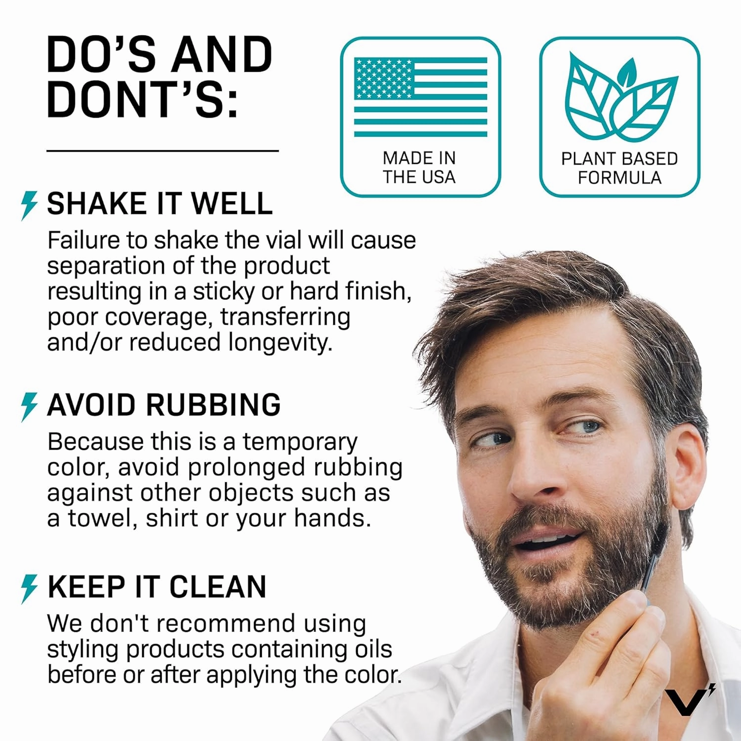 VOLT Grooming Instant Beard Color ECO 2 Pack Refill - Quick Drying Plant Based Hypoallergenic Brush on Color for Beards, Mustaches, and Eyebrows, Ash (Gray/Brown)