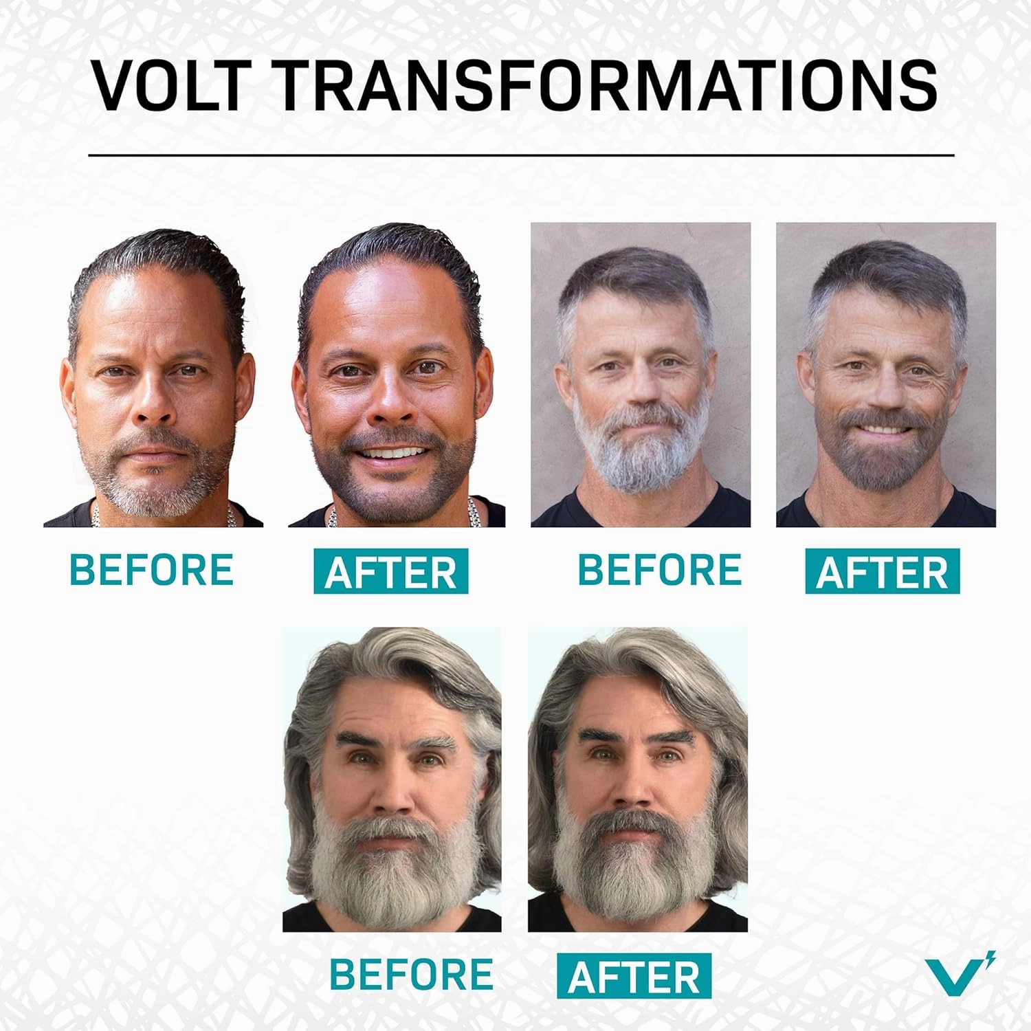 VOLT Grooming Instant Beard Color ECO 2 Pack Refill - Quick Drying Plant Based Hypoallergenic Brush on Color for Beards, Mustaches, and Eyebrows, Ash (Gray/Brown)