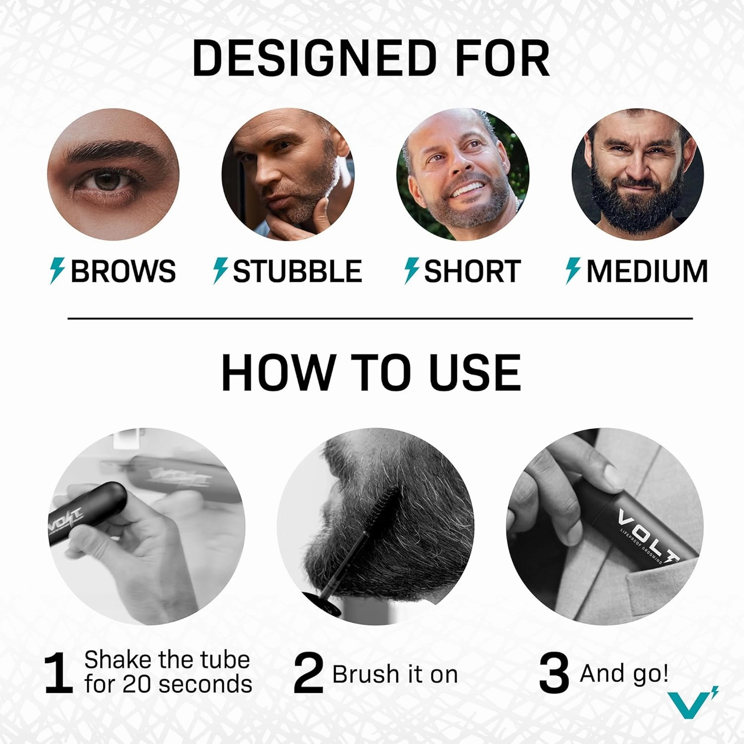 VOLT Grooming Instant Beard Color ECO 2 Pack Refill - Quick Drying Plant Based Hypoallergenic Brush on Color for Beards, Mustaches, and Eyebrows, Sand (Blonde)