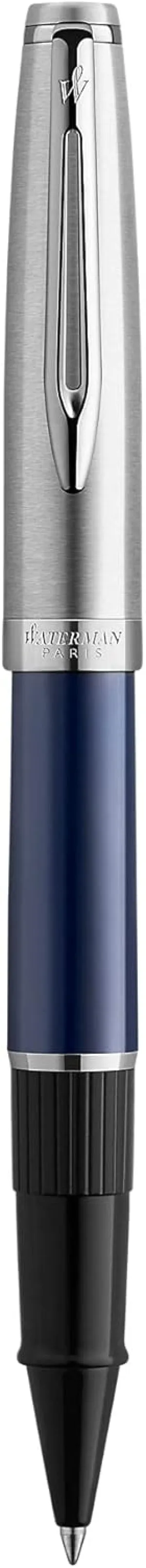 Waterman Emblème Rollerball Pen, Blue with Chrome Trim, Fine Point with Black Refill, Gift Box