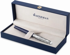 Waterman Hémisphère Rollerball Pen | Metal & Blue Lacquer | Chiselled Cap | Black Ink | Gift Box