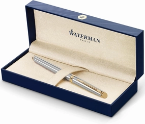 Waterman Hémisphère RollerBall Pen, Stainless Steel with 23k Gold Trim, Fine Point, Black Ink, Gift Box
