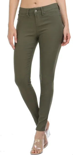 WAYRUNZ Womens Hyper Ultra Stretch Comfy Pants Colored Mid-Rise Skinny Jean Juniors Jegging