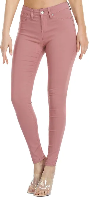 WAYRUNZ Womens Hyper Ultra Stretch Comfy Pants Colored Mid-Rise Skinny Jean Juniors Jegging